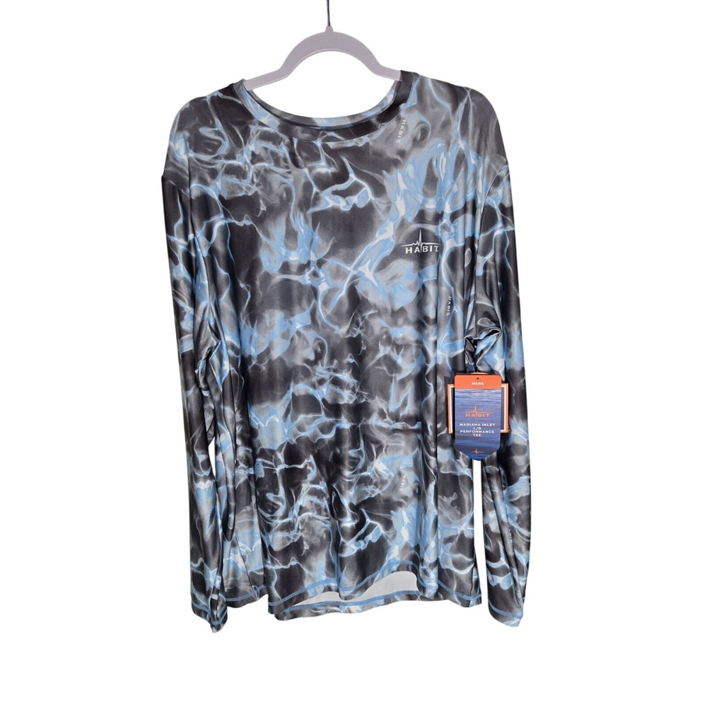 Habit Mariana‎ Inlet Performance Tee Mens XL Blue Grey Long Sleeve Fishing Shirt